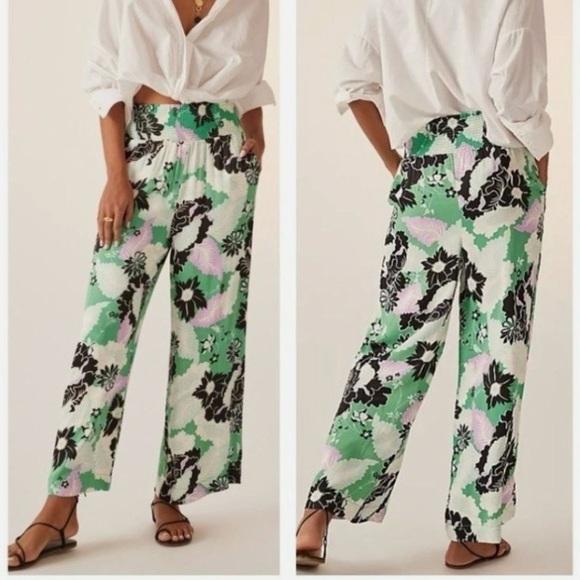 By Anthropologie Pants - Maeve by Anthropologie The Saria Smocked Wide Leg Pants